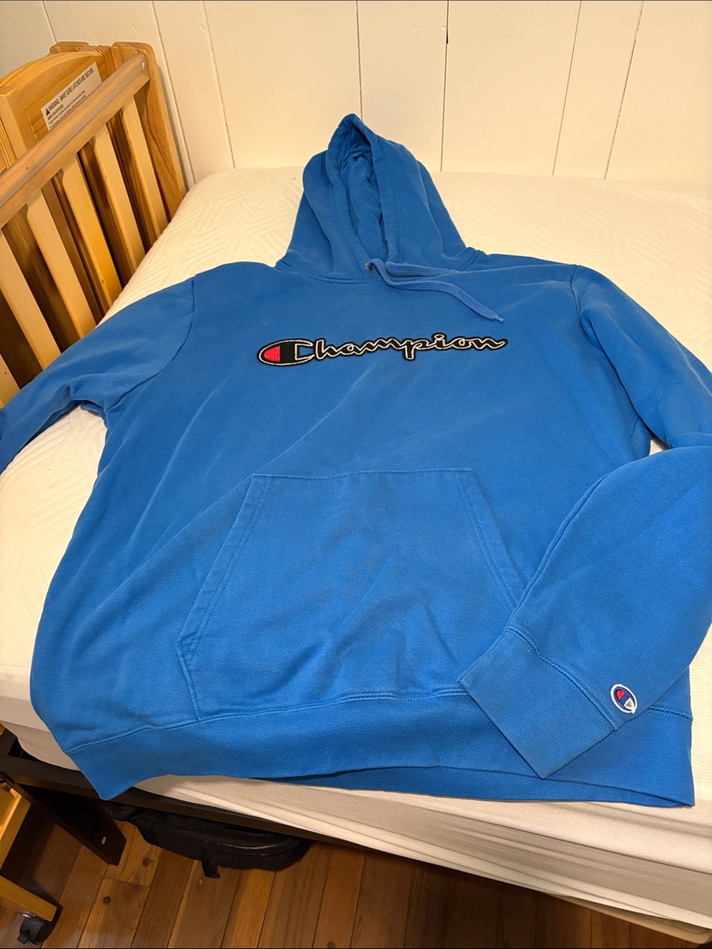 Champion Royal Blue Pullover Hoodie with Script Logo